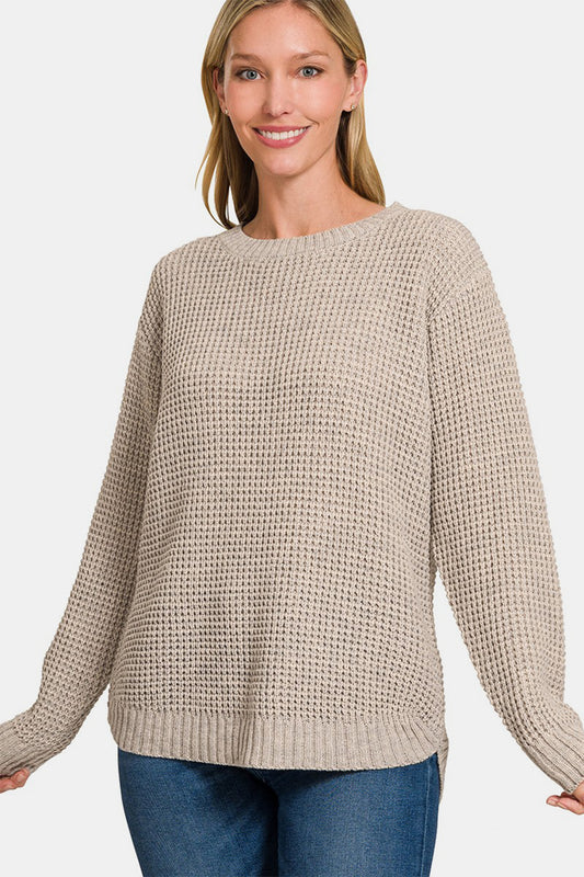 Comfy Waffle Knit Sweater - Opal Chic Boutique