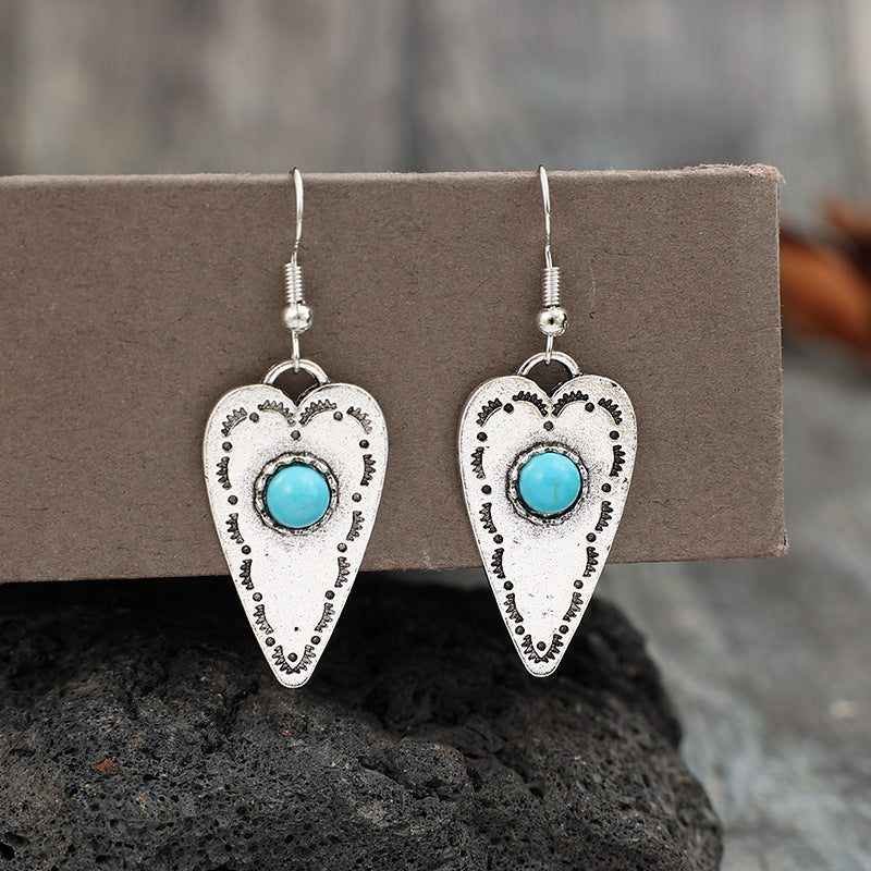 Turquoise Heart Dangly Earrings