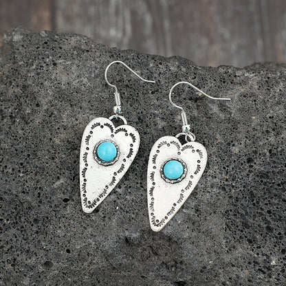 Turquoise Heart Dangly Earrings