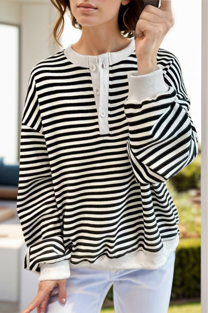 Cozy Up Striped Sweatshirt - Opal Chic Boutique