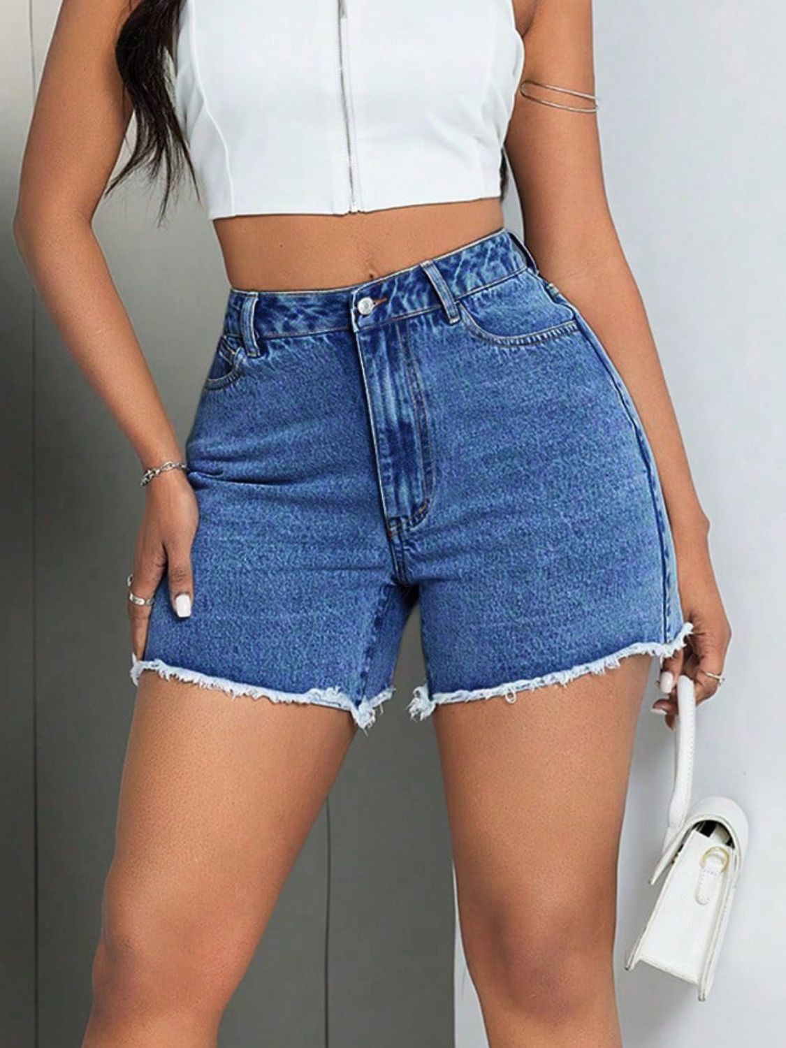 Retro High-Waist Denim Shorts - Opal Chic Boutique