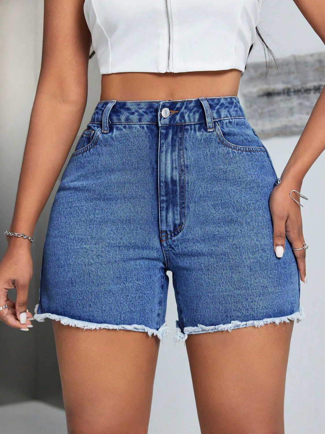 Retro High-Waist Denim Shorts - Opal Chic Boutique