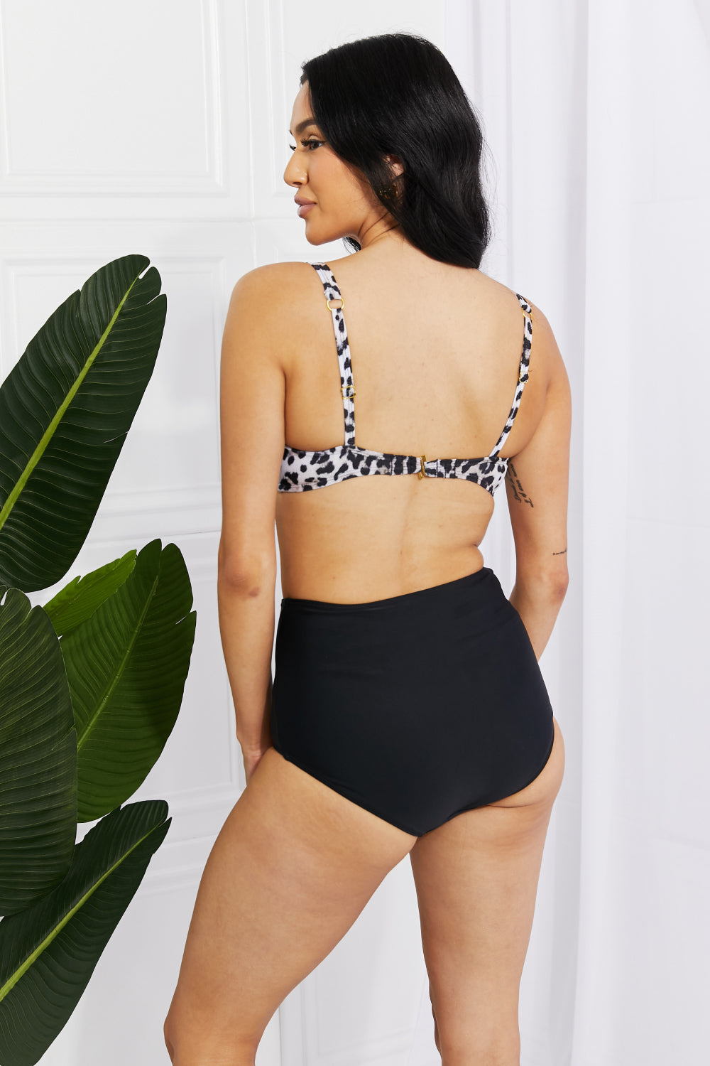 Marina West Swim Take A Dip Twist High-Rise Bikini in Leopard - Opal Chic Boutique