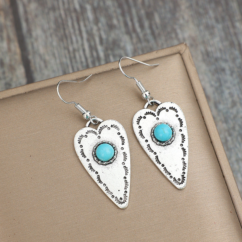 Turquoise Heart Dangly Earrings