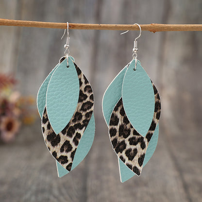 Leapord Print Leaf Earrings