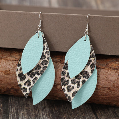 Leapord Print Leaf Earrings