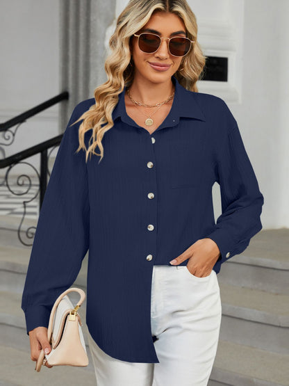 Classic Collared Long Sleeve Shirt - Opal Chic Boutique