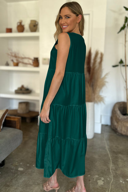 Green Goddess Tiered Dress - Opal Chic Boutique