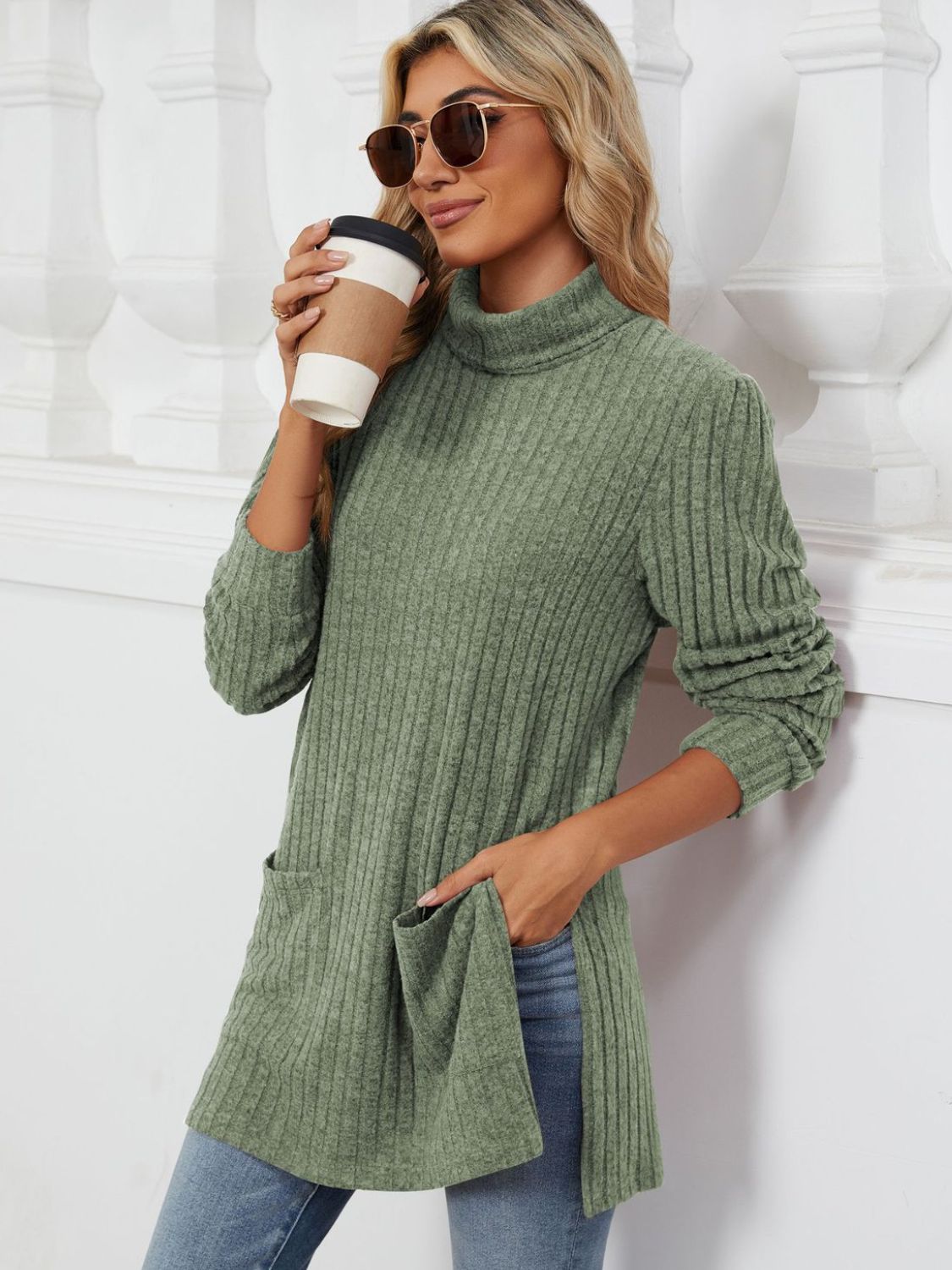 Classic Pocketed Oversized Sweater - Opal Chic Boutique