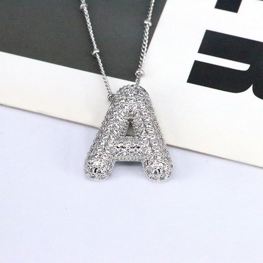 Rhinstone Letter Pendant Necklace