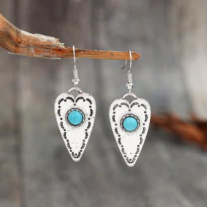 Turquoise Heart Dangly Earrings