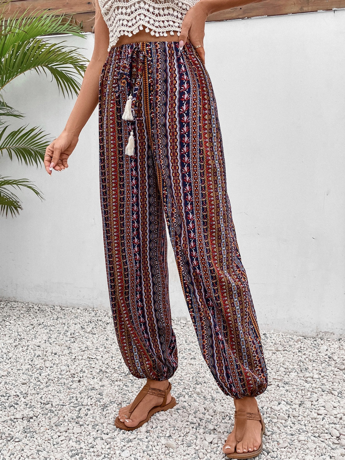 Boho Tied High Waisted Pants - Opal Chic Boutique