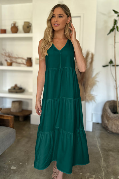 Green Goddess Tiered Dress - Opal Chic Boutique