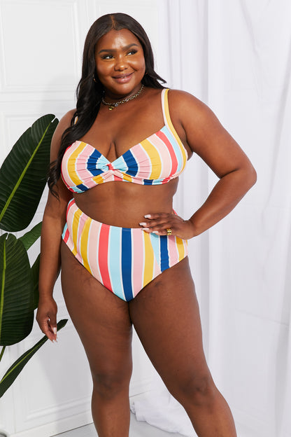 Marina West Swim Take A Dip Twist High-Rise Bikini in Stripe - Opal Chic Boutique