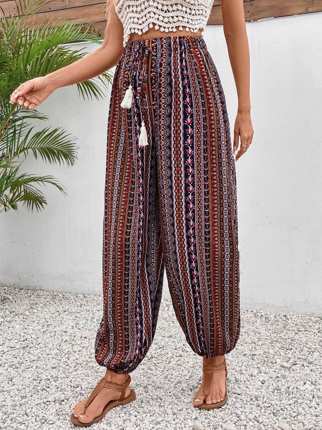 Boho Tied High Waisted Pants - Opal Chic Boutique