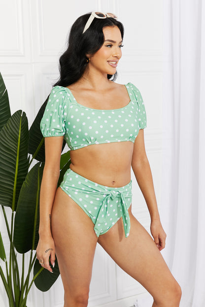 Marina West Swim Vacay Ready Puff Sleeve Bikini in Gum Leaf - Opal Chic Boutique