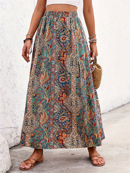 Pop Of Color Boho Slit Skirt - Opal Chic Boutique