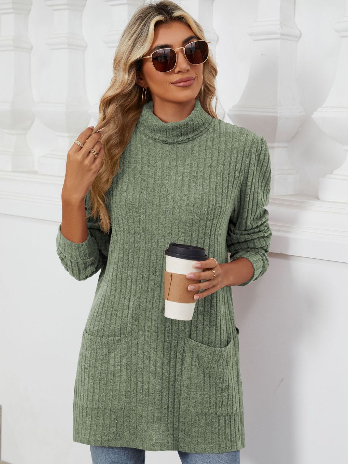 Classic Pocketed Oversized Sweater - Opal Chic Boutique