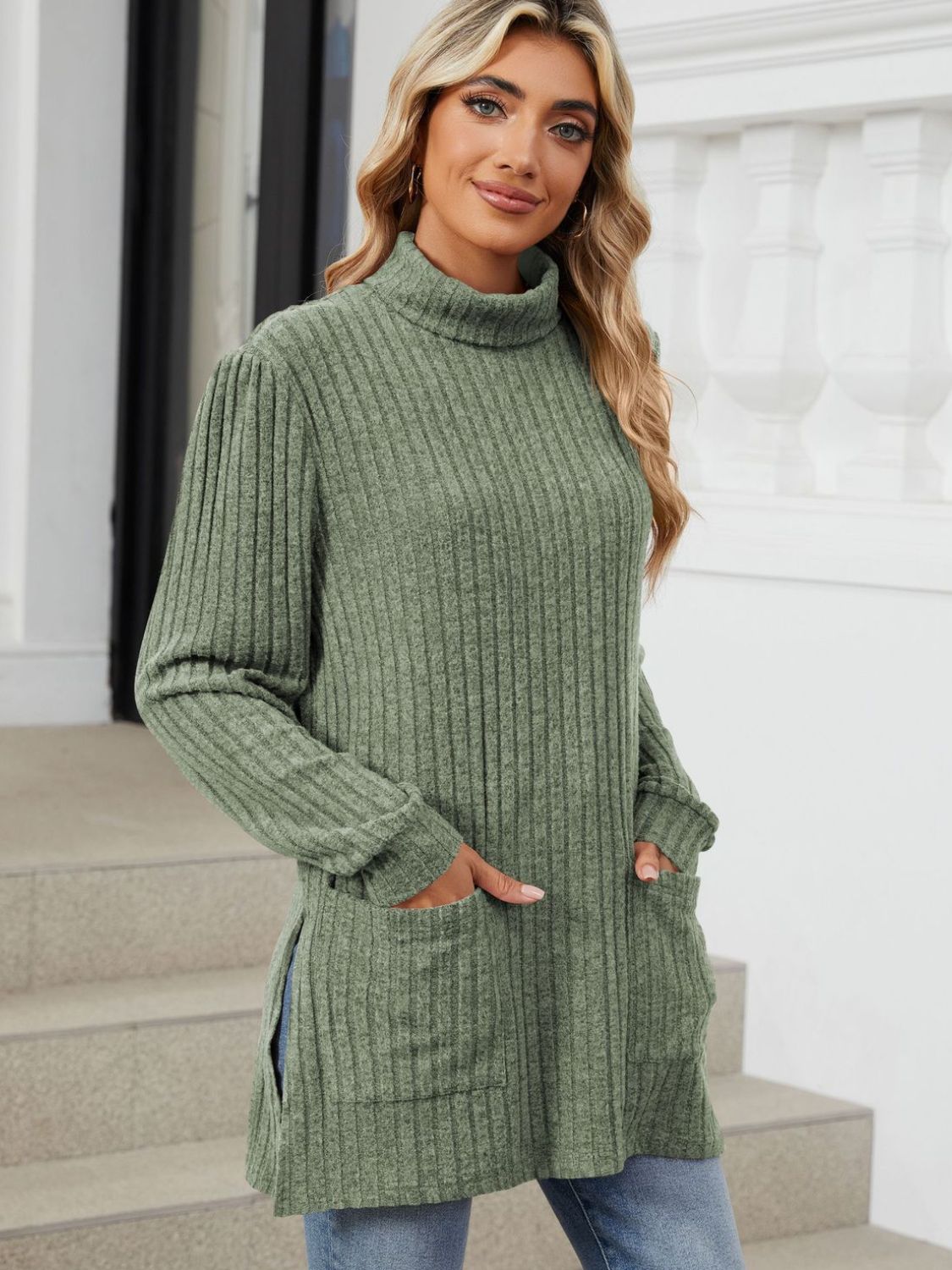 Classic Pocketed Oversized Sweater - Opal Chic Boutique