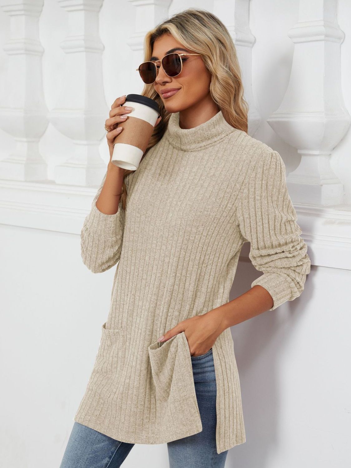 Classic Pocketed Oversized Sweater - Opal Chic Boutique