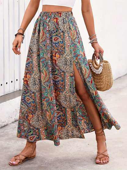 Pop Of Color Boho Slit Skirt - Opal Chic Boutique