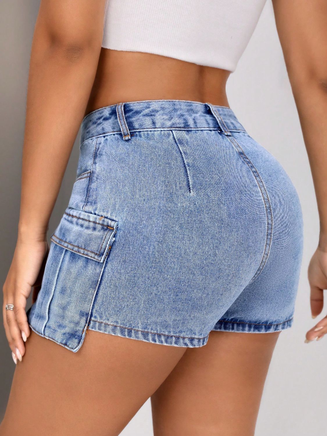 Mid-Rise Cargo Denim Shorts - Opal Chic Boutique