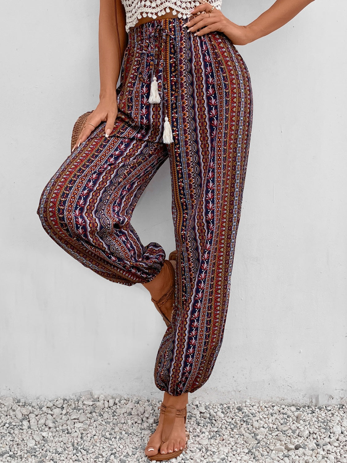 Boho Tied High Waisted Pants - Opal Chic Boutique