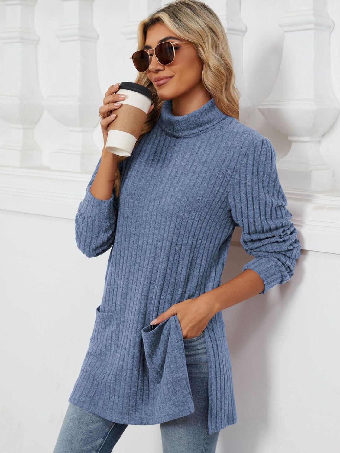 Classic Pocketed Oversized Sweater - Opal Chic Boutique