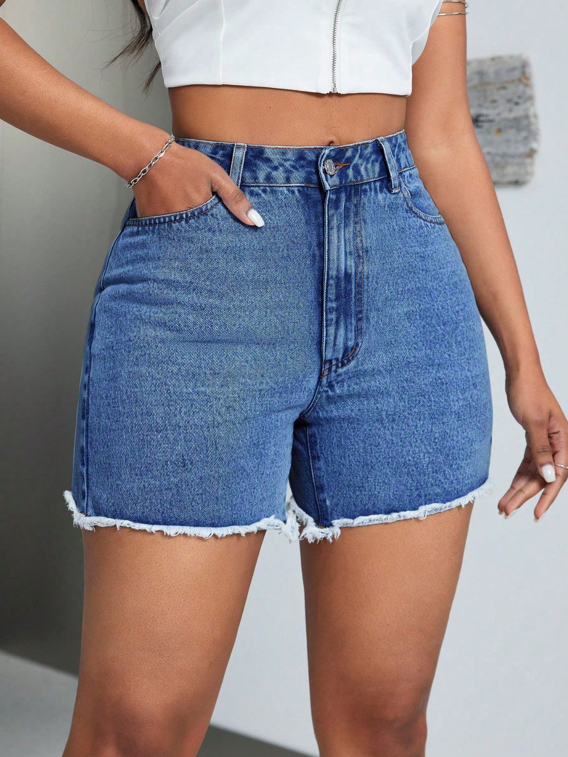 Retro High-Waist Denim Shorts - Opal Chic Boutique