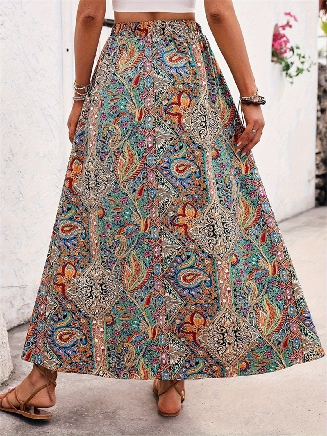 Pop Of Color Boho Slit Skirt - Opal Chic Boutique