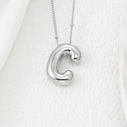 Bubble Letter Pendant Necklace